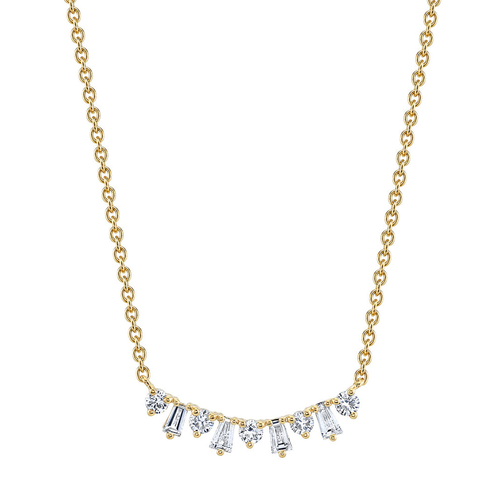 Round & Baguette Diamond Necklace