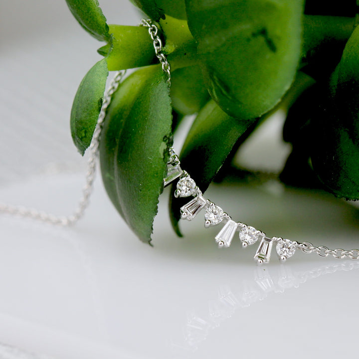 Round & Baguette Diamond Necklace