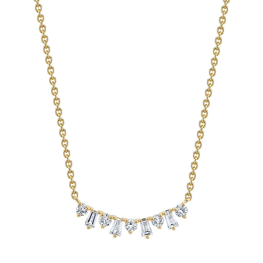 Round & Baguette Diamond Necklace