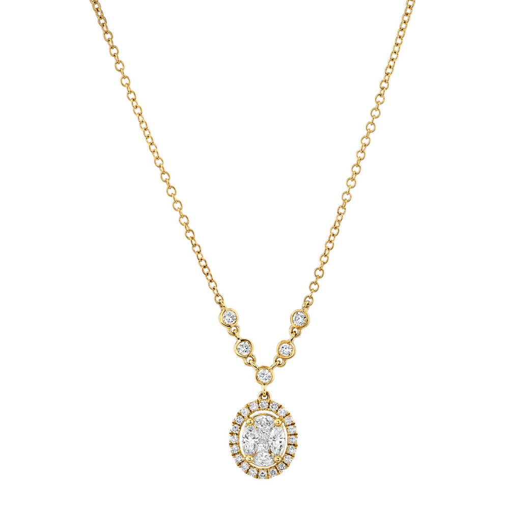Oval Diamond Cluster Necklace