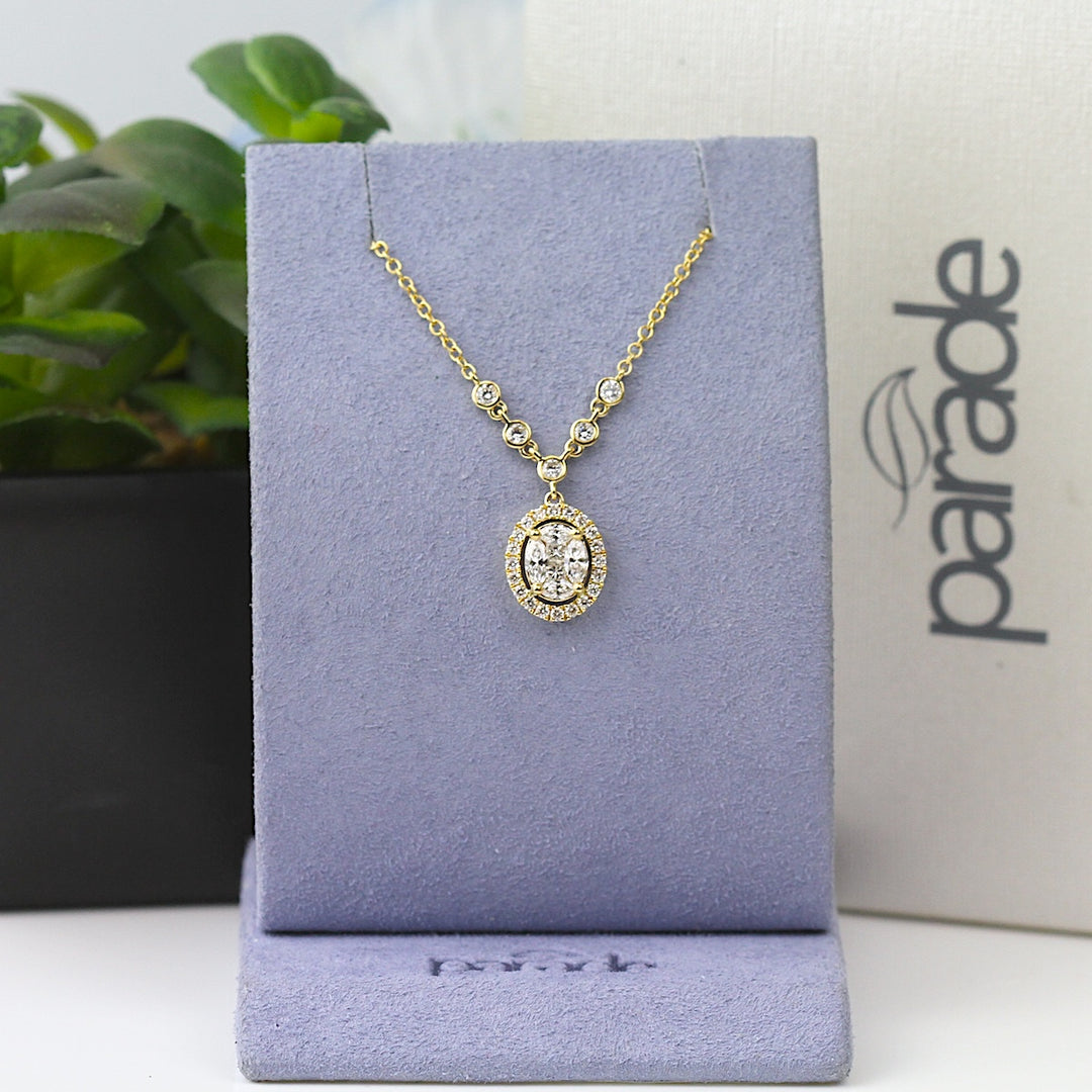 Oval Diamond Cluster Necklace