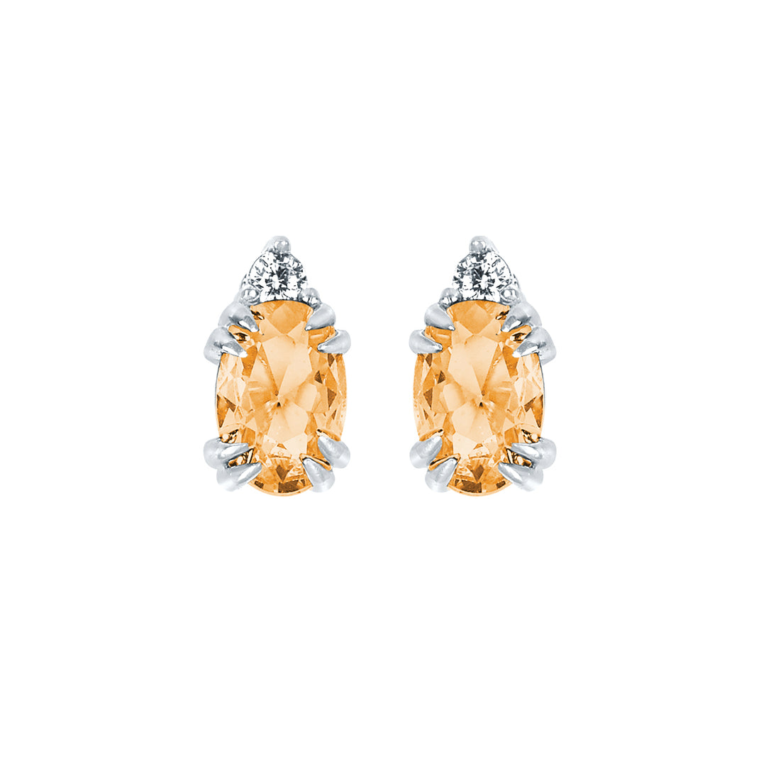 10KT.04CT(2)DIA 6X4OV CITRINE EARS