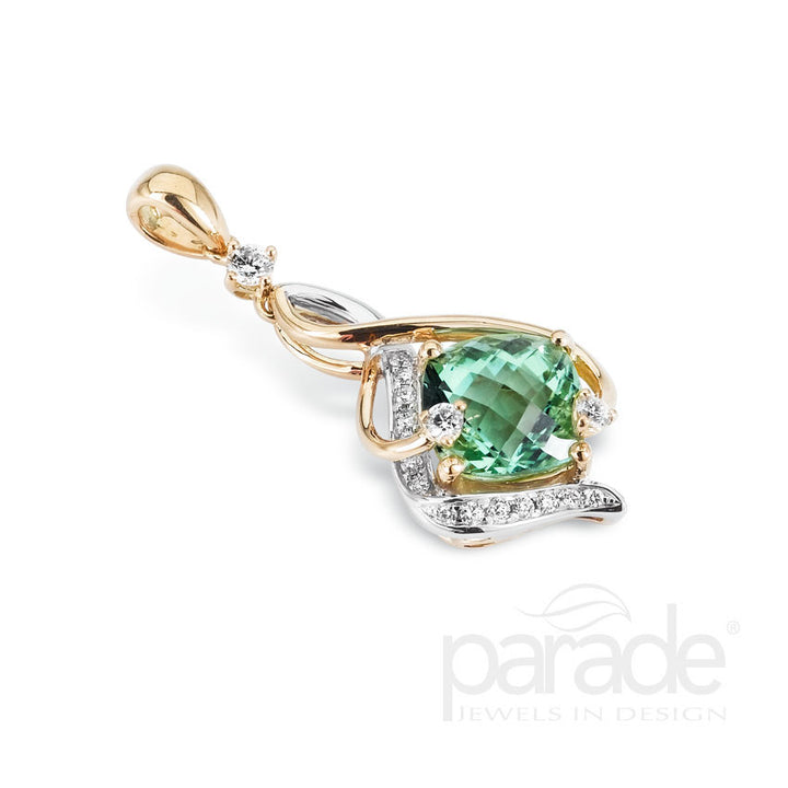 Cushion-Cut Tourmaline & Diamond Pendant