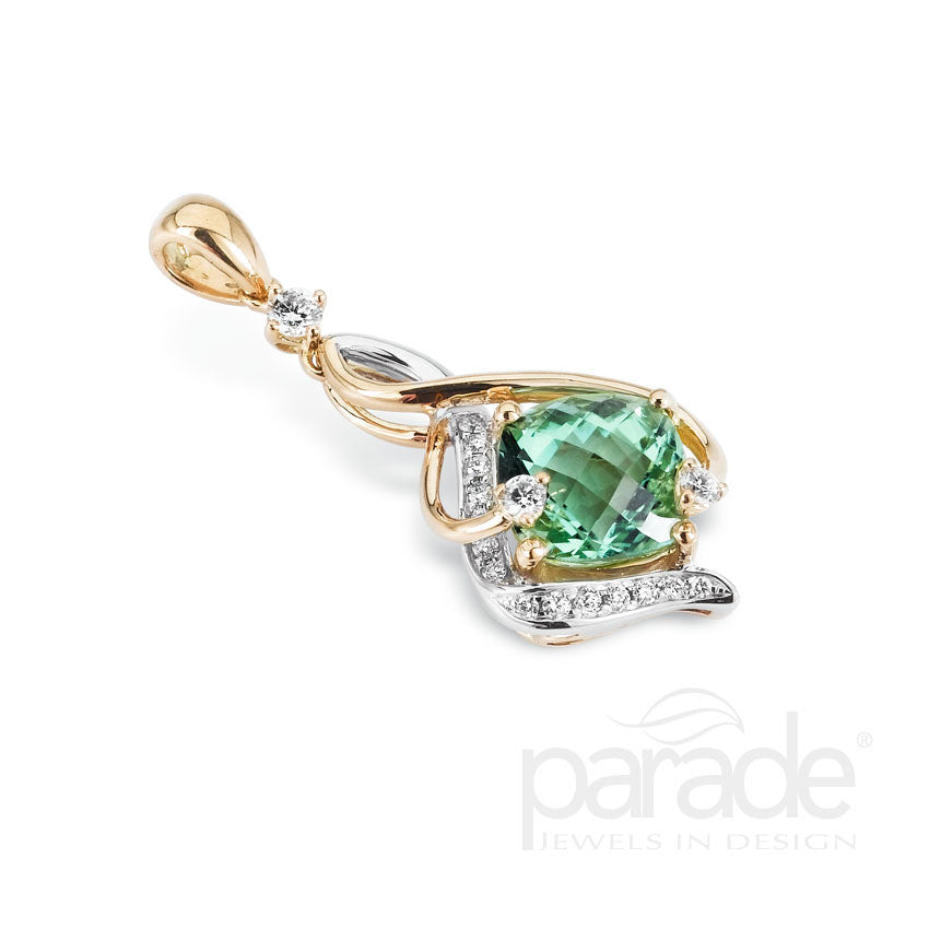 Cushion-Cut Tourmaline & Diamond Pendant