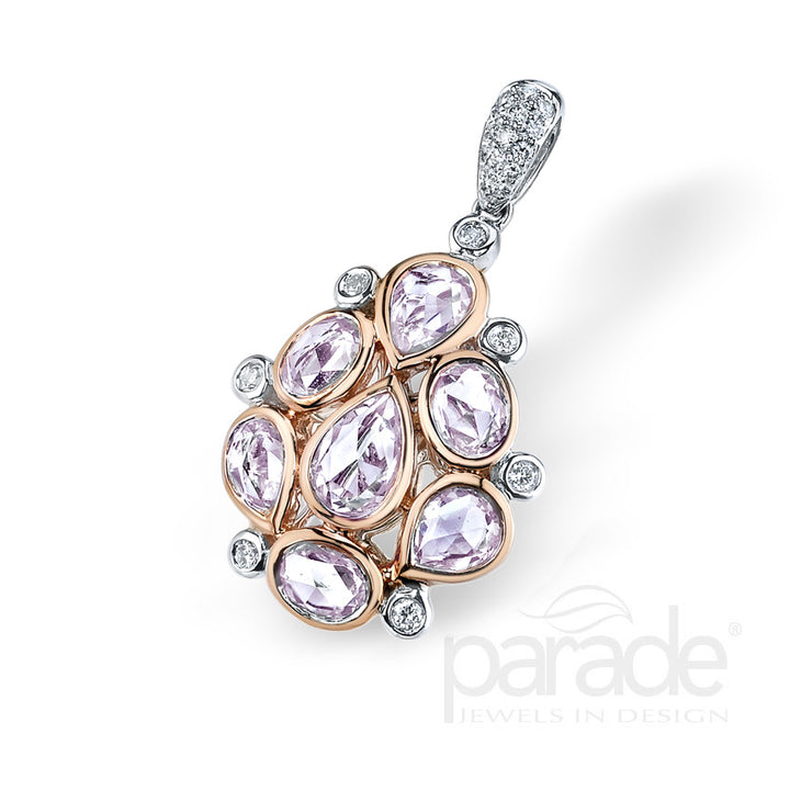Rose-Cut Pink Sapphire Cluster Pendant