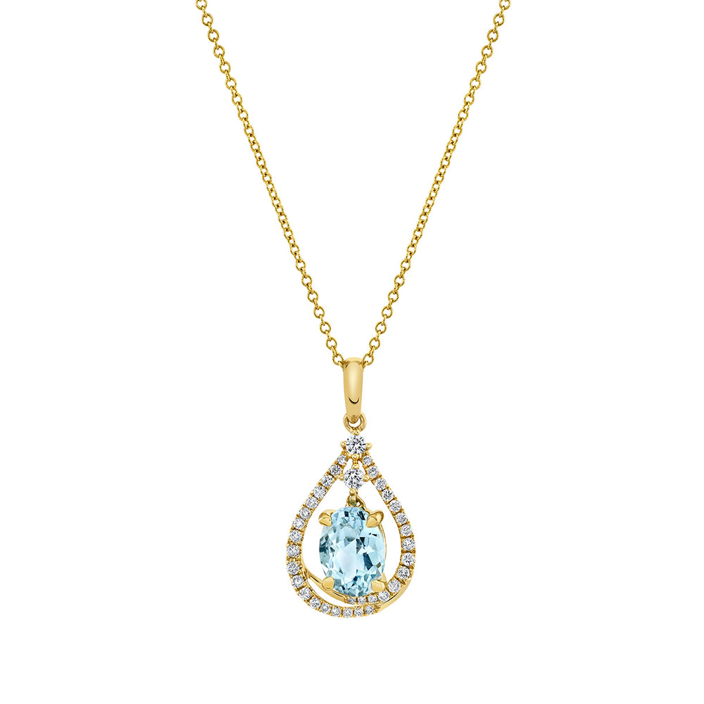 Aquamarine Halo Pendant