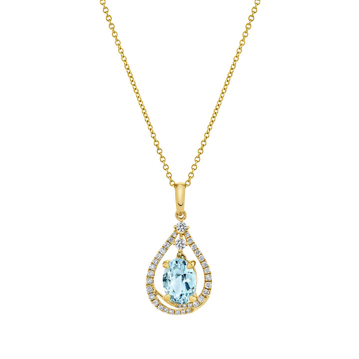 Aquamarine Halo Pendant