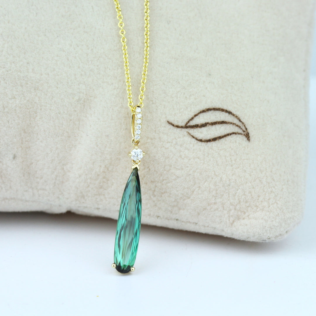 Green Tourmaline & Diamond Pendant