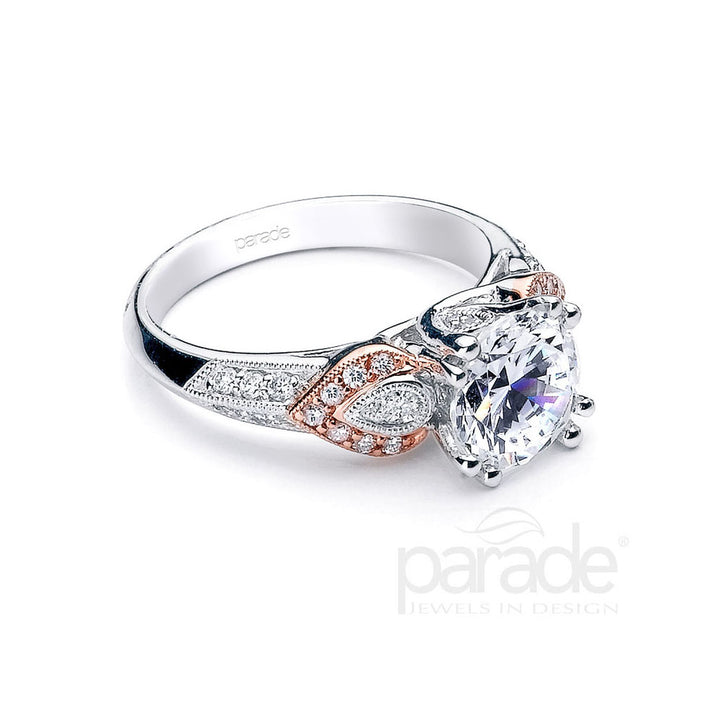 Round Pink Diamond Milgrain Engagement Ring