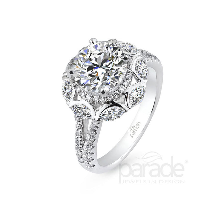 Marquise Diamond Halo Engagement Ring
