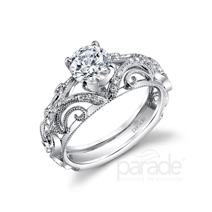 Round Diamond Milgrain Engagement Ring