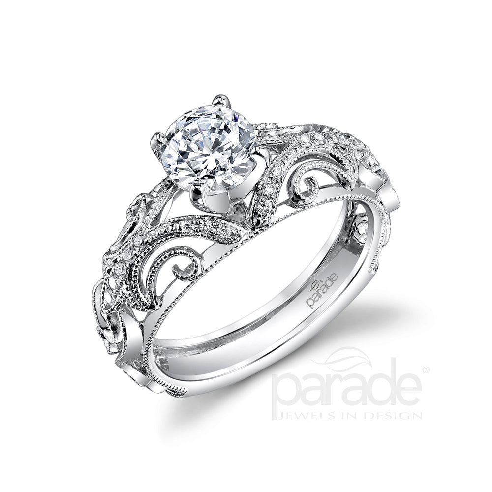 Round Diamond Milgrain Engagement Ring