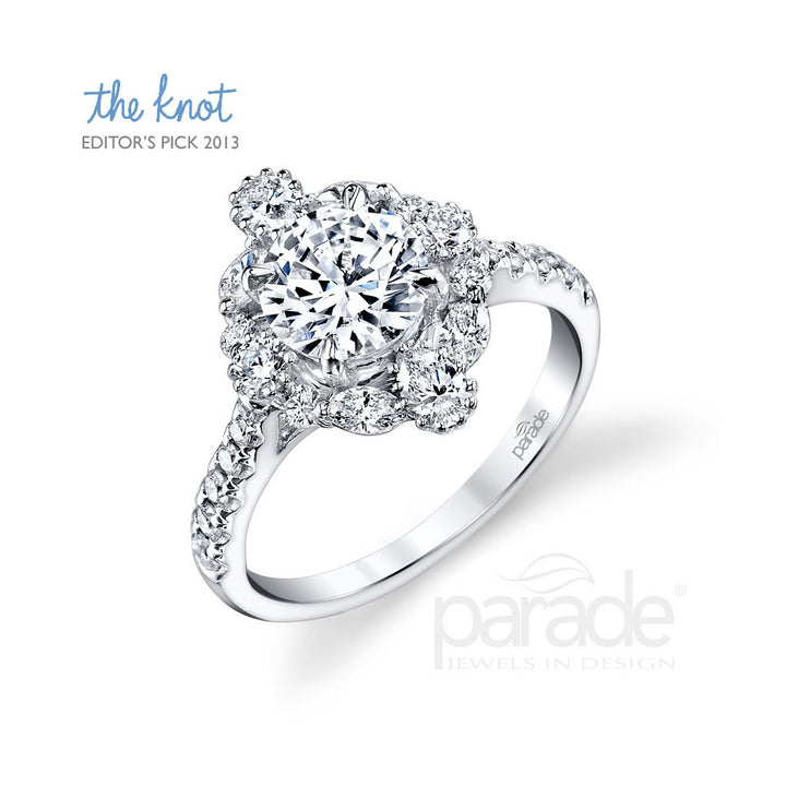 Marquise & Round Diamond Halo Engagement Ring