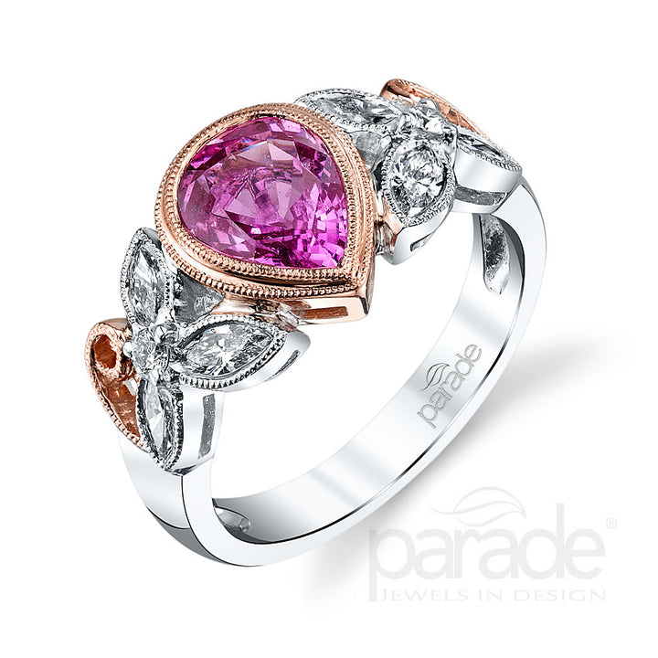 1.51 Carat Pink Sapphire & Diamond Engagement Ring