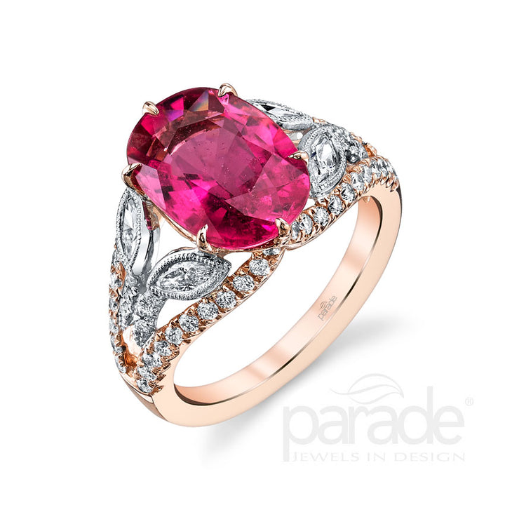 3.71 Carat Pink Tourmaline & Diamond Engagement Ring