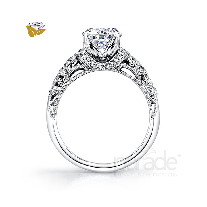 Round Diamond Milgrain Engagement Ring