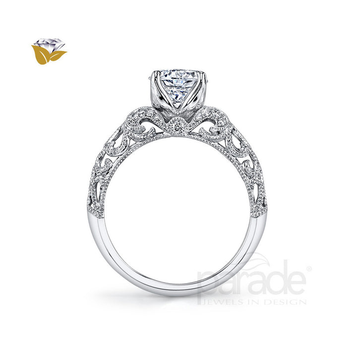 Marquise Diamond Milgrain Engagement Ring
