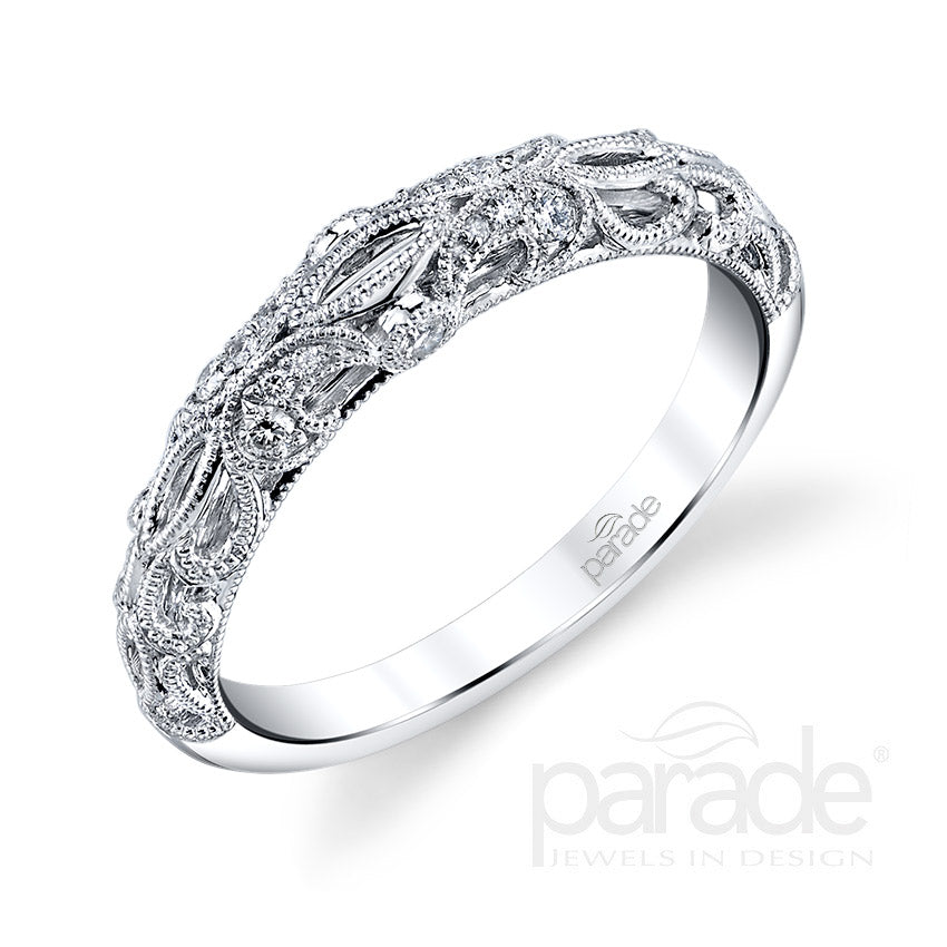 Marquise Diamond Milgrain Wedding Band