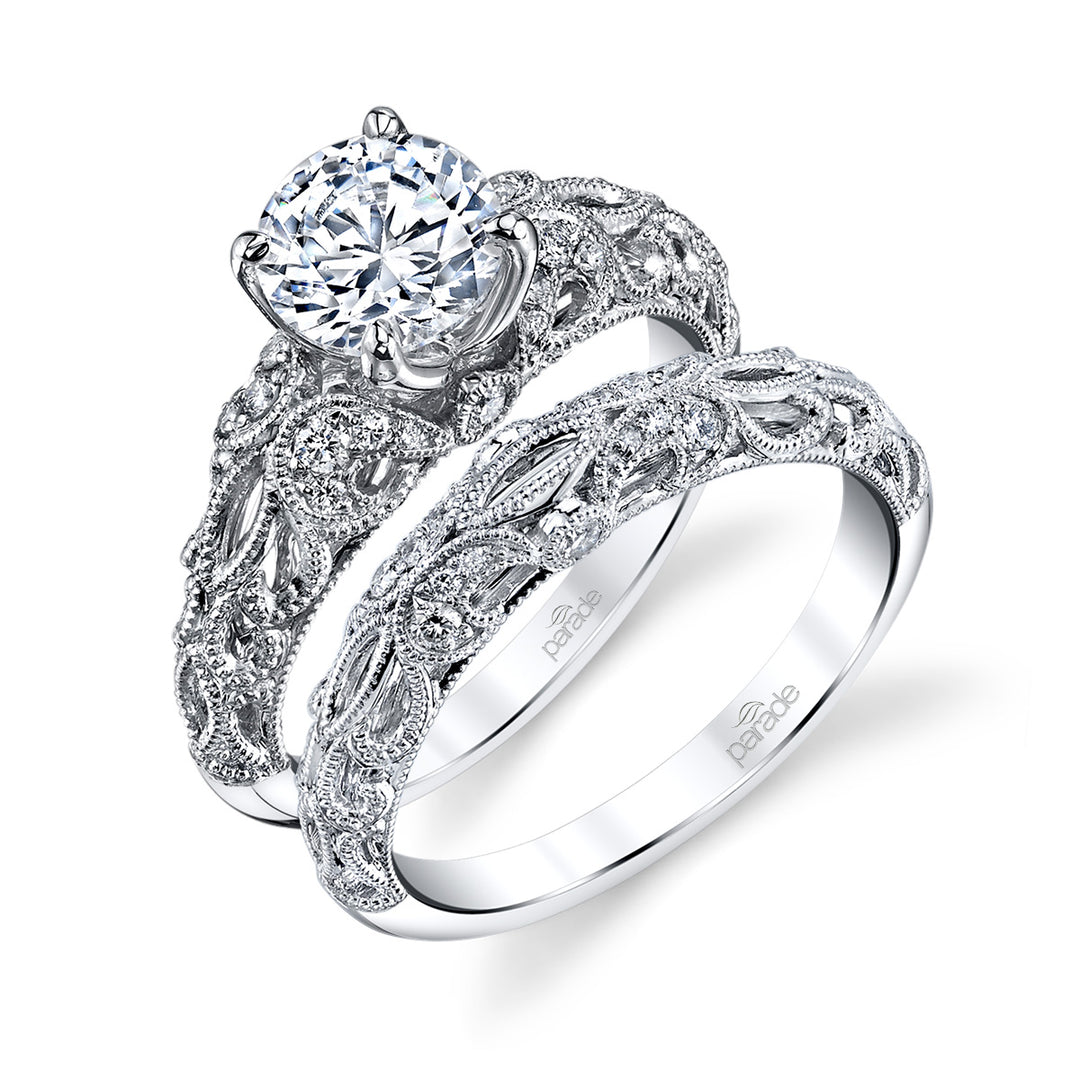 Marquise Diamond Milgrain Wedding Band