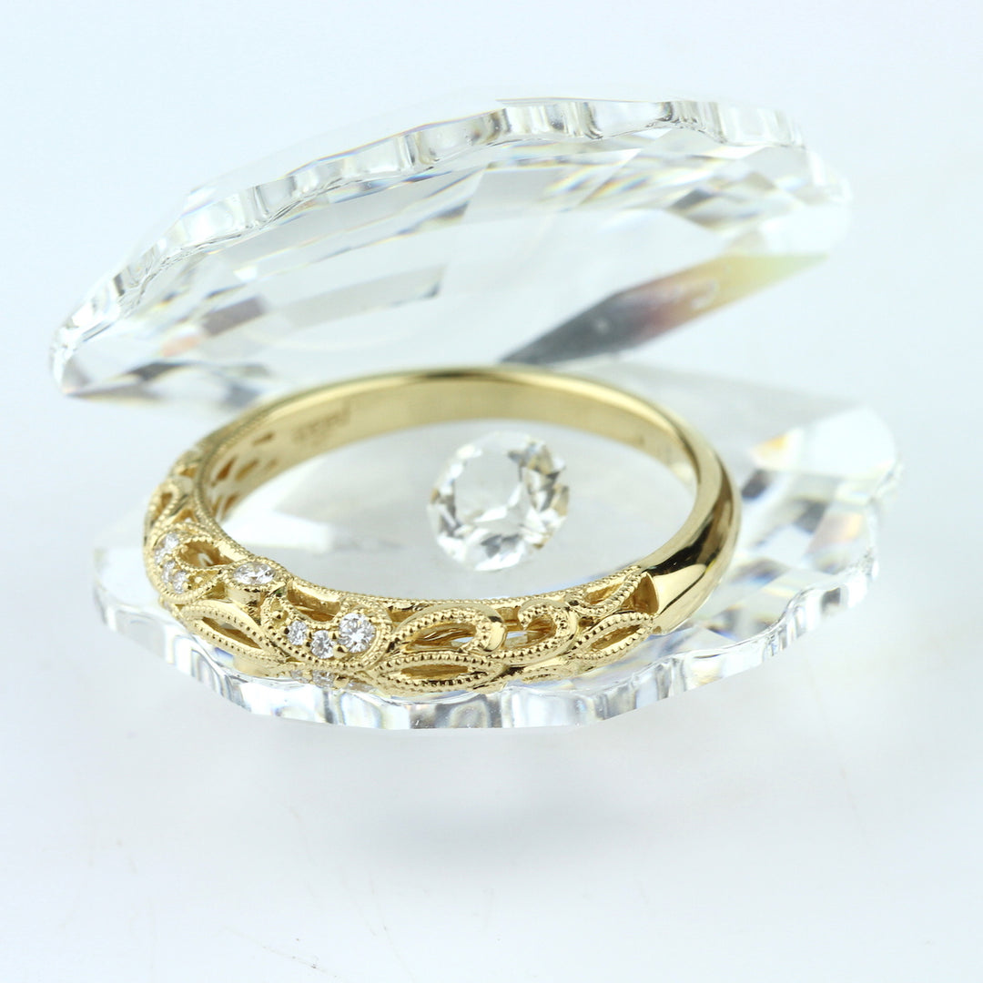 Marquise Diamond Milgrain Wedding Band