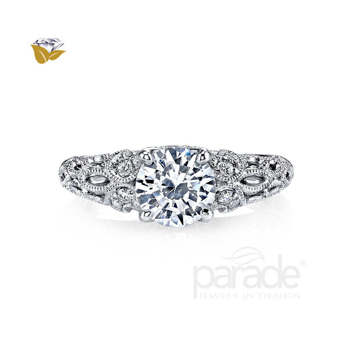 Marquise Diamond Milgrain Engagement Ring