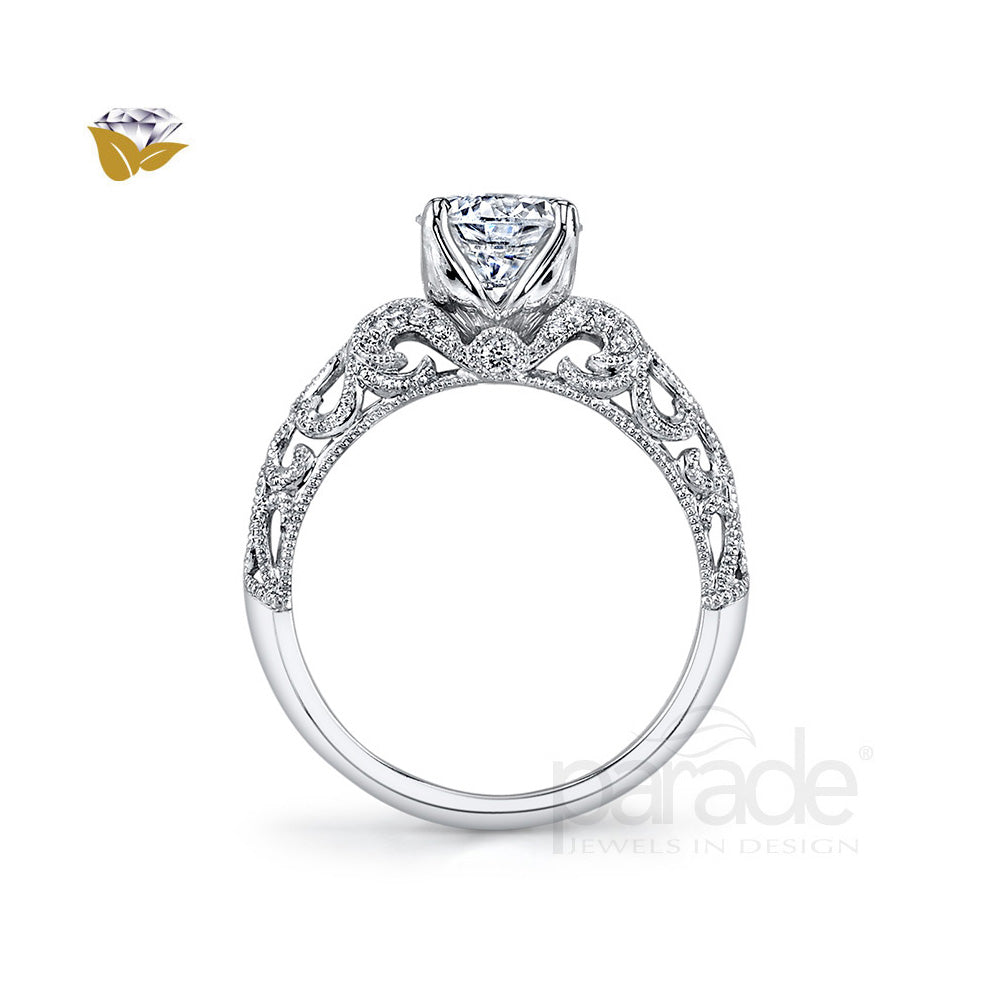 Marquise Diamond Milgrain Engagement Ring