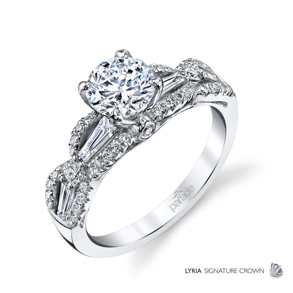 Baguette Diamond Scalloped Engagement Ring