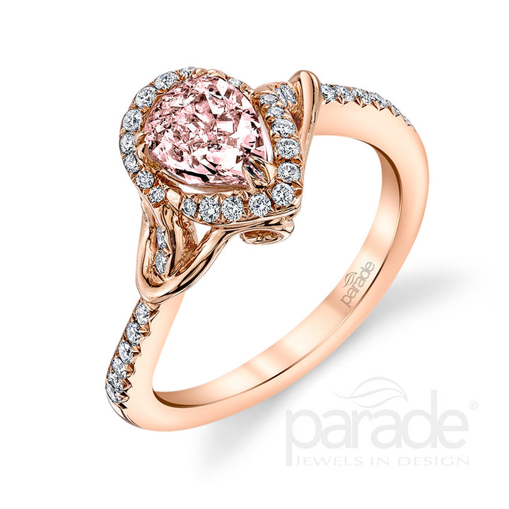 Pear-Shaped Fancy Pink Diamond Halo Engagement Ring