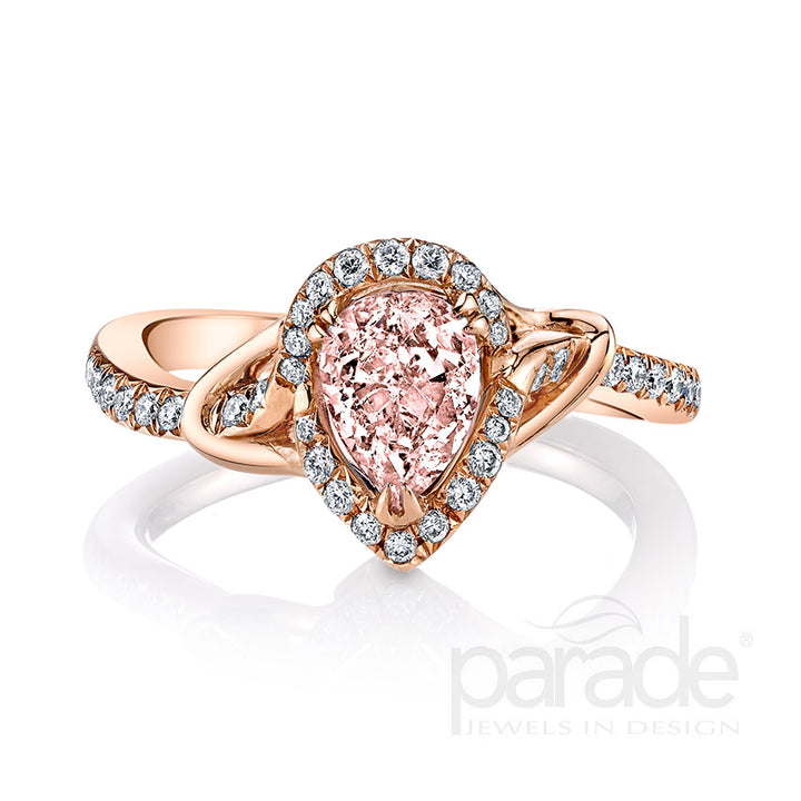 Pear-Shaped Fancy Pink Diamond Halo Engagement Ring