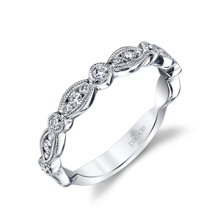 Marquise Diamond Milgrain Wedding Band