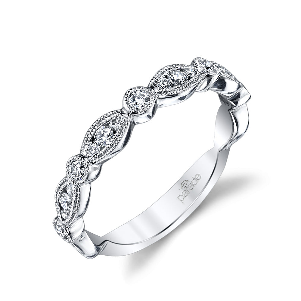 Marquise Diamond Milgrain Wedding Band