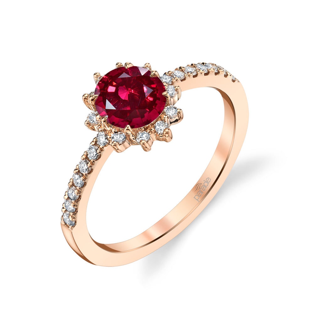 Ruby & Diamond Halo Engagement Ring