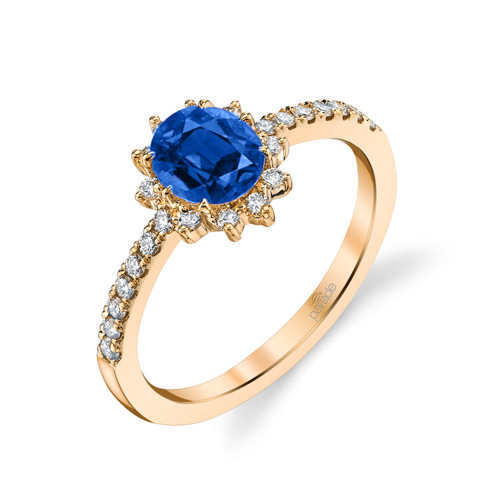 Sapphire & Diamond Halo Engagement Ring