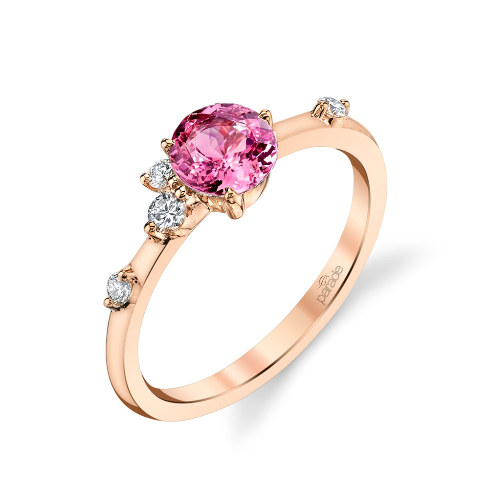 Pink Sapphire & Diamond Engagement Ring