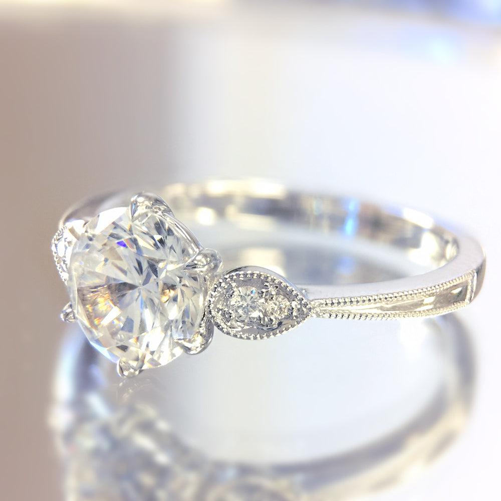 Diamond Milgrain Engagement Ring