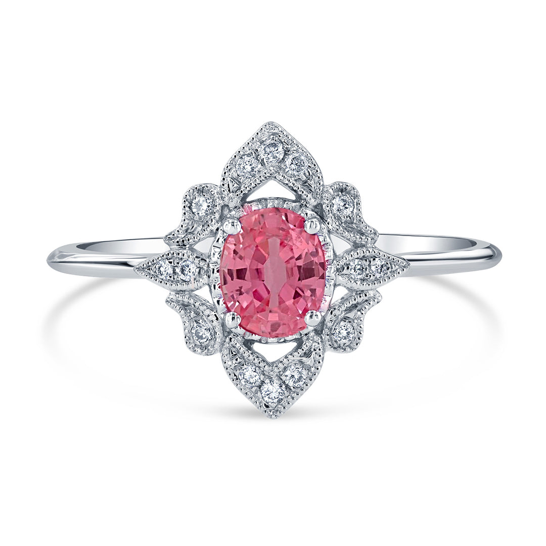 Pink Sapphire Art Deco Engagement Ring