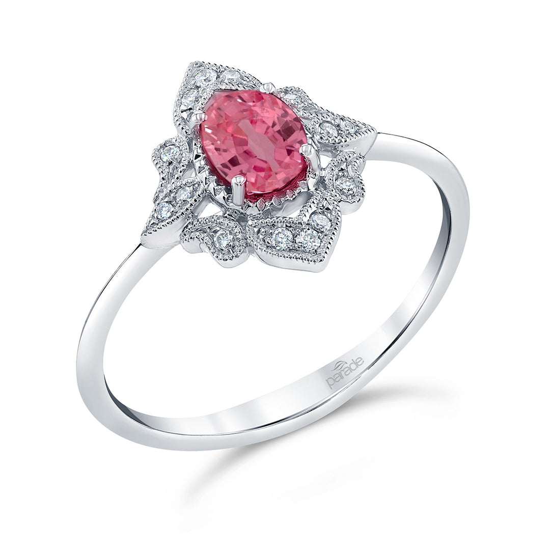 Pink Sapphire Art Deco Engagement Ring