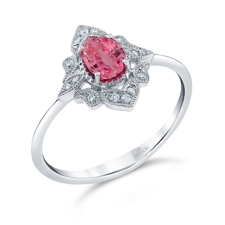 Pink Sapphire Art Deco Engagement Ring