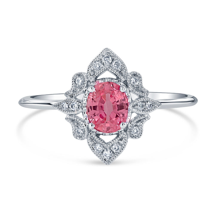 Pink Sapphire Art Deco Engagement Ring
