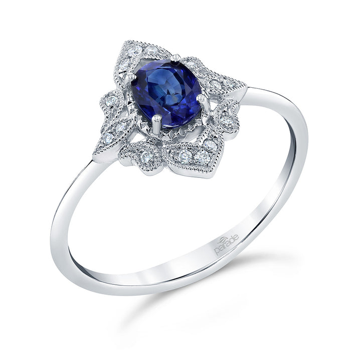 Blue Sapphire Art Deco Engagement Ring