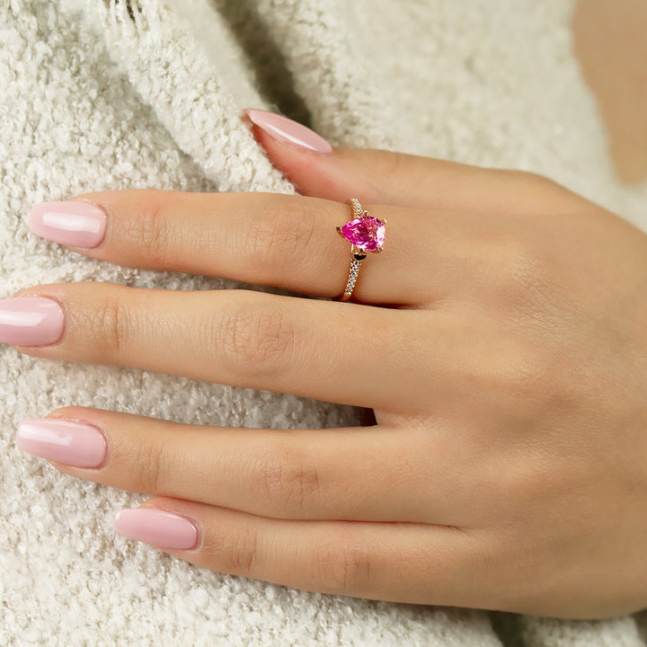 Pear-Shaped Pink Sapphire & Diamond Engagement Ring