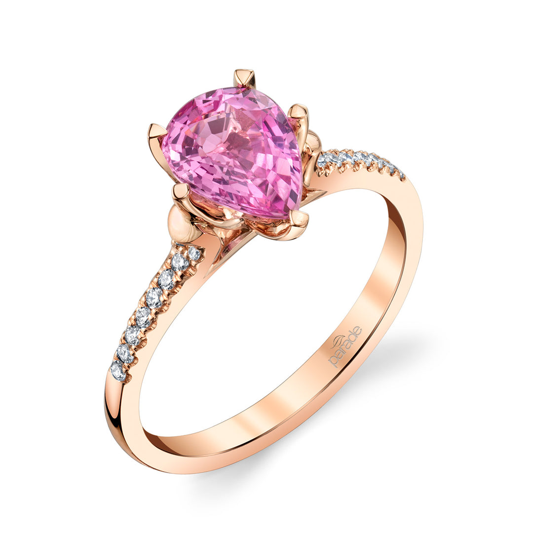 Pear-Shaped Pink Sapphire & Diamond Engagement Ring