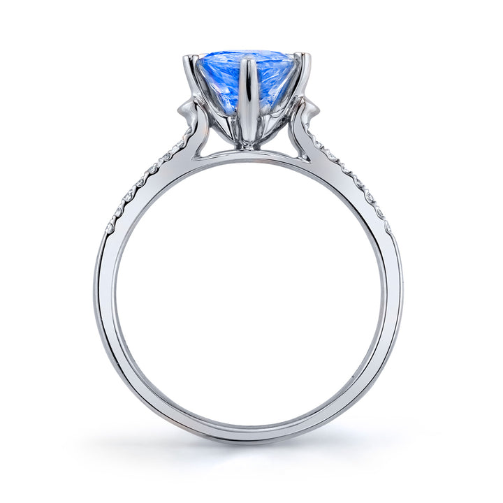 Pear-Shaped Blue Sapphire & Diamond Engagement Ring
