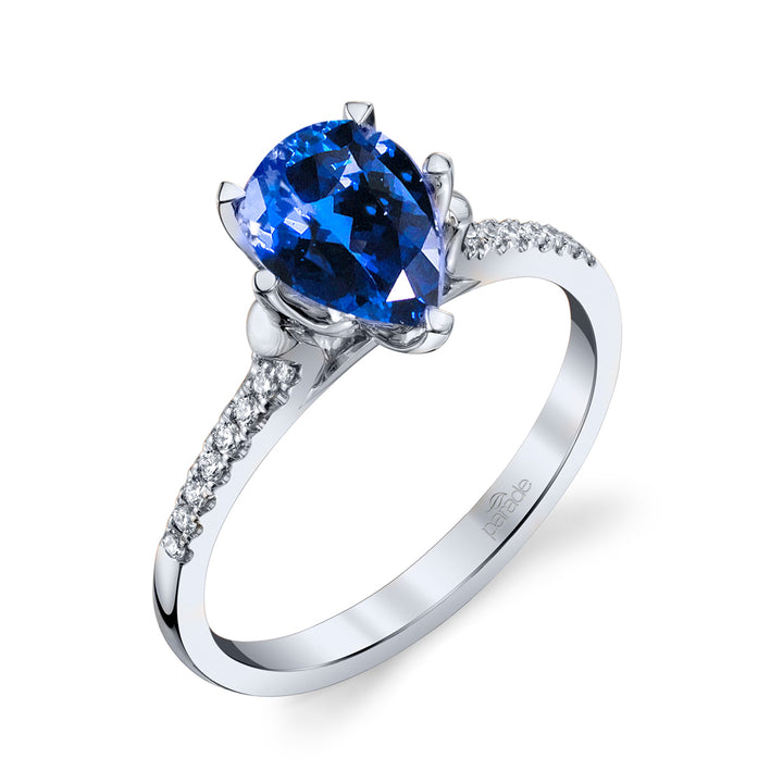 Pear-Shaped Blue Sapphire & Diamond Engagement Ring
