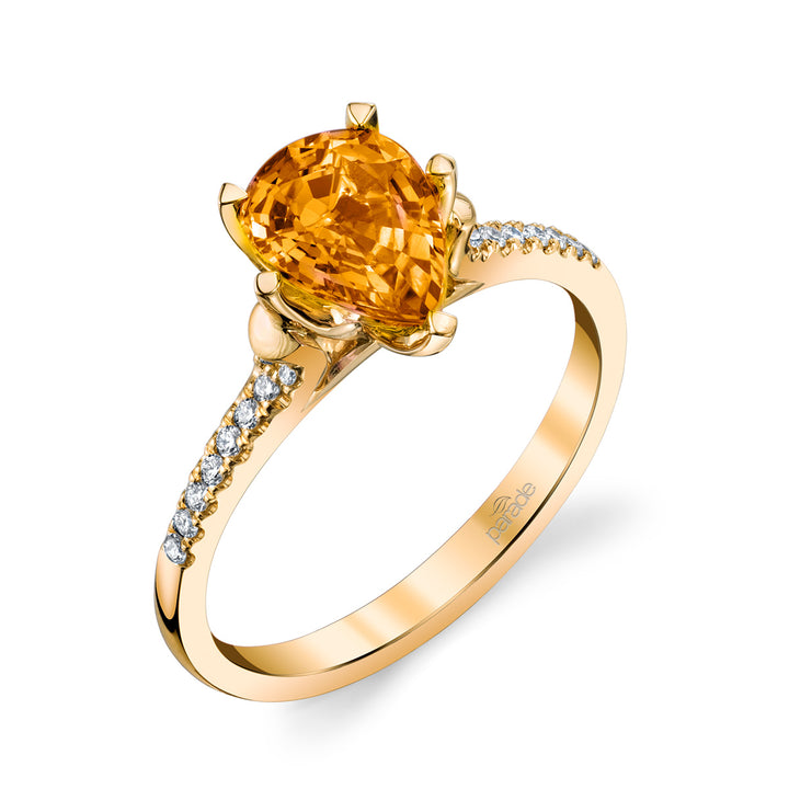 Pear-Shaped Yellow Sapphire & Diamond Engagement Ring