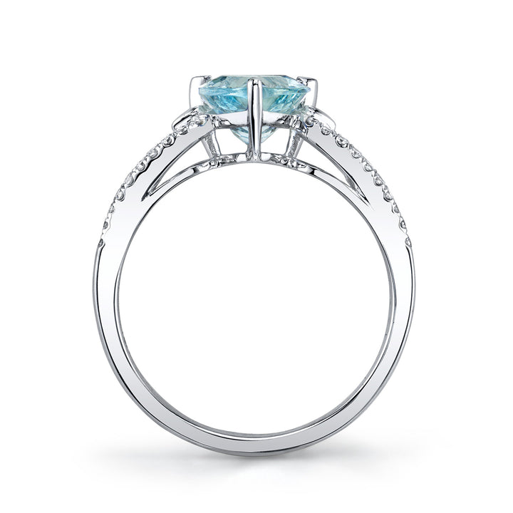 Pear-Shaped Aquamarine & Diamond Engagement Ring