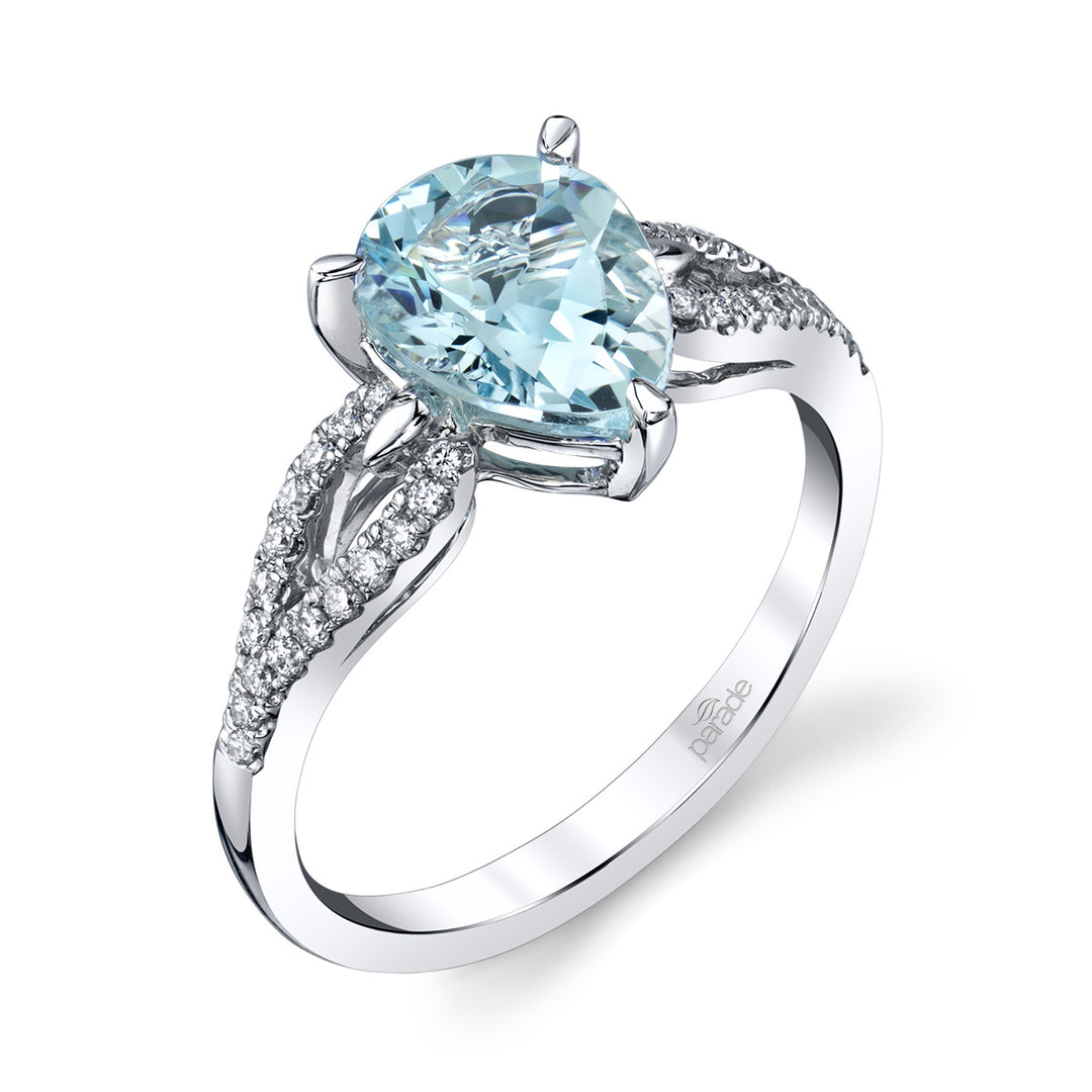 Pear-Shaped Aquamarine & Diamond Engagement Ring