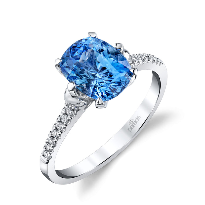Cushion-Cut Blue Sapphire & Diamond Engagement Ring