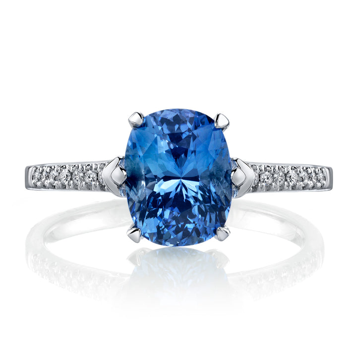 Cushion-Cut Blue Sapphire & Diamond Engagement Ring