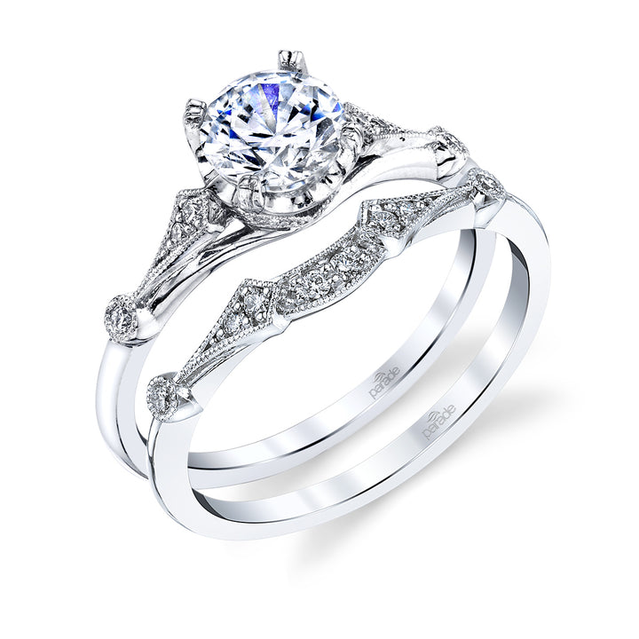 Diamond Milgrain Wedding Band